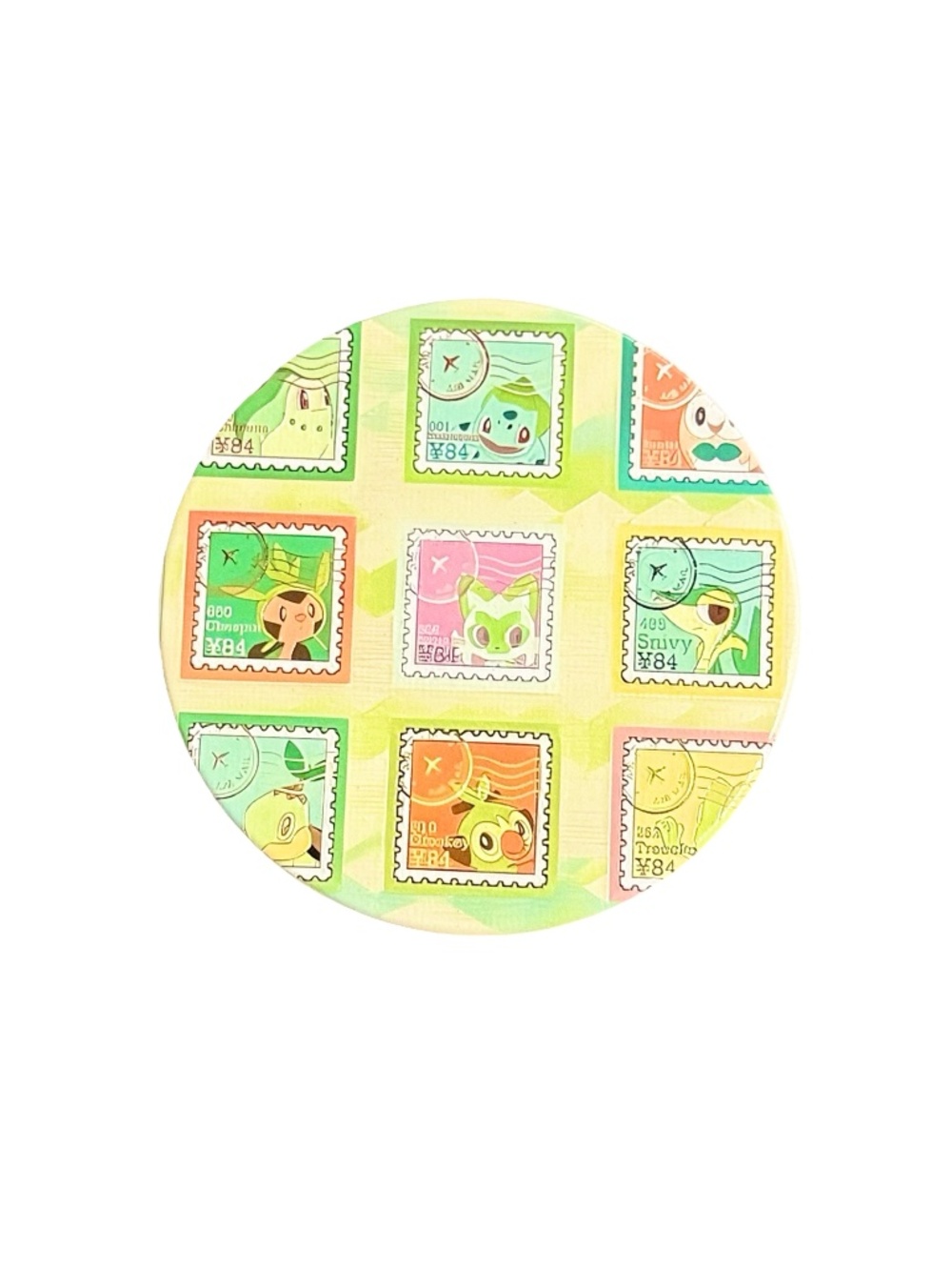 Pokemon Grass Starters Stamp Art Ceramic Coaster 4in Cork Back
